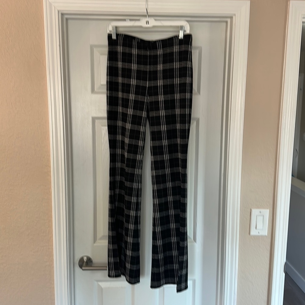 Plaid Woven Wide Leg Pants (M)